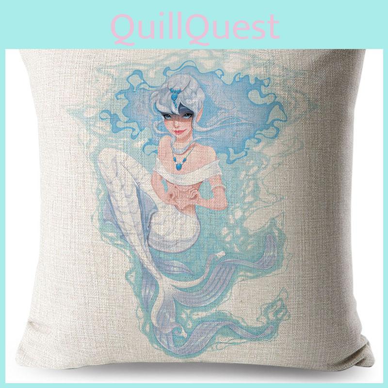 Luxurious Anime Cartoon Mermaid Pillow Cover For A Chic Sofa Living Square Pillow Case