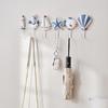 Beach Wooden Wall Hook Summer Ocean Theme Towel Rack with 6 Hooks for Bathroom Bedroom Kitchen Decorative Organizer for Coats Aprons Hats