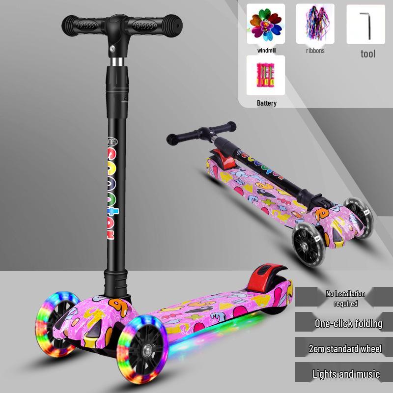 

Складной самокат 3-в-1 Little Wen Tong со световыми эффектами для детей от 2 до 12 лет