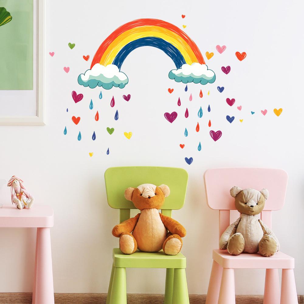 Creative Rainbow Love Clouds Bedroom Living Room Home Background Beautification Decoration Wall Stickers