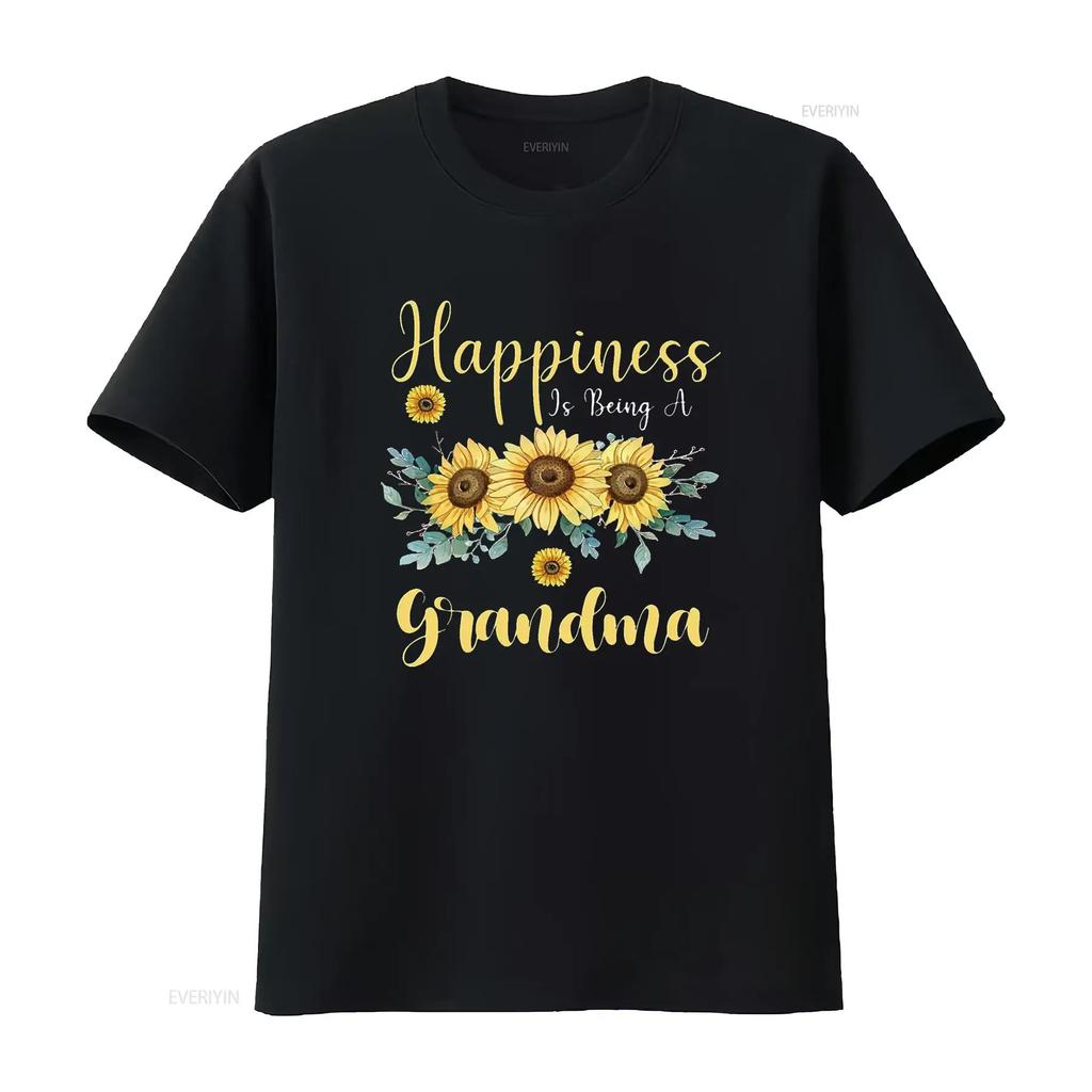 Happiness Is Being A grandma Sunflower Mother s Day T Shirt vintage Washed Casual Stretched Unisex homme designer clothes Soft
