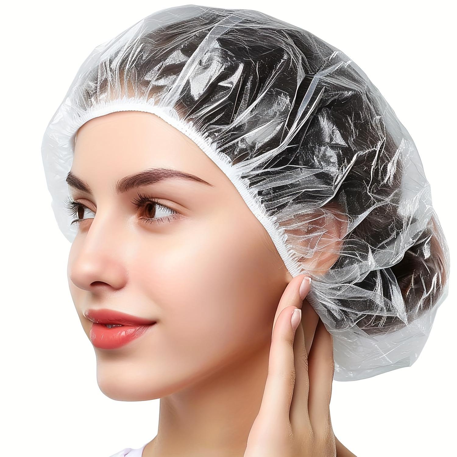 

100pcs Clear Plastic Shower Caps - High Quality Travel-Friendly Hair Protection for Salon, Spa, Home & Hotel Use 100pcs