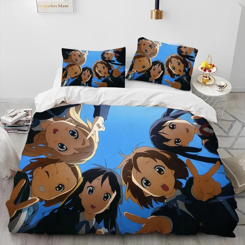 K-ON Kawaii Girls Anime Bedding Set Boys Girls Twin Queen King Size Duvet Cover Pillowcase Bed Boys Adult Home Textileextile