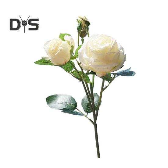 

Искусственная роза со стеблем, зеленые листья, реалистичный искусственный цветок, украшение для свадебной вечеринки, домашнего офиса, стола, искусственная цветочная ветка, украшение белый