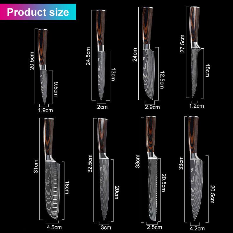 HolaFolks Kochmesser Set – 3-teilig Aus 5Cr15MoV Edelstahl, Scharf, Mit Chef-, Santoku- & Gemüsemesser In Geschenkbox