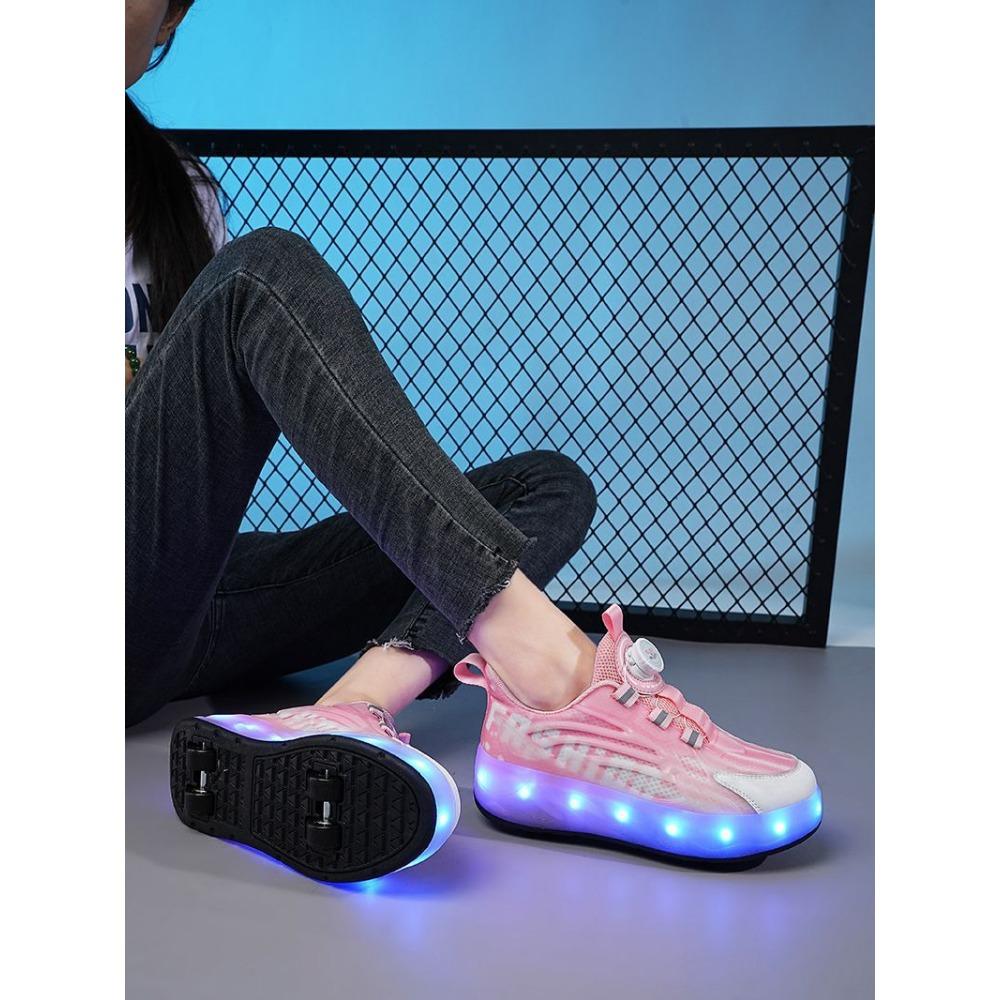 Champion Runaway Shoes Children Adult Rotating Buckle Double Wheel Removable Colorful Light Rechargeable Casual Roller Skates