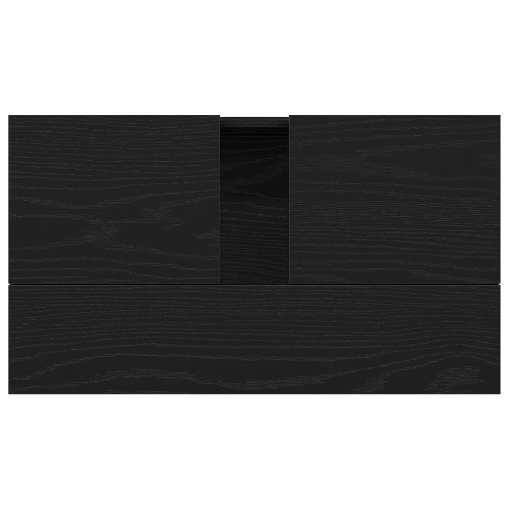 Black Oak Bathroom Vanity with Sink, Beige Round Column Legs, Spacious Storage, 58x33x60 Cm Particle Board.