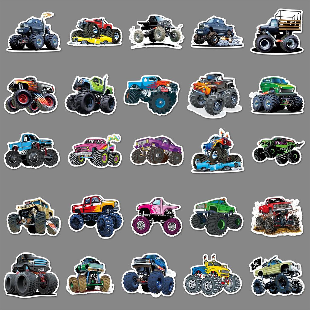 100 Monster Truck Stickers - Trendy Big Foot Car Series, Waterproof for Helmets, Suitcases, Diaries & DIY