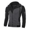 Men's Fake Two-piece Sports Sweatshirt Long Sleeve Zipper Hooded Jacket Coats