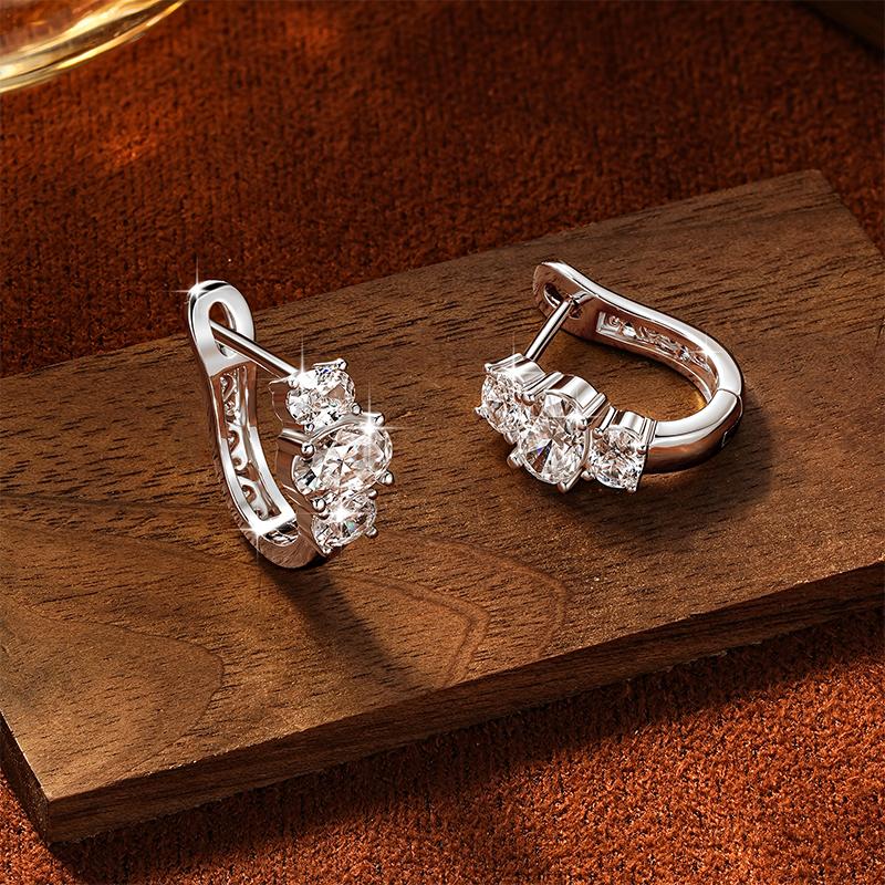 New Luxury Earrings 14K Gold Filled 0.5ct Oval Moissanite Clip-On Earrings Trendy Party Engagement Mother's Day Gift