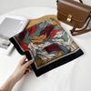 Old money style printed silk scarf retro brown scarf neck square scarf fashionable versatile herringbone pattern cotton and linen silk scarf