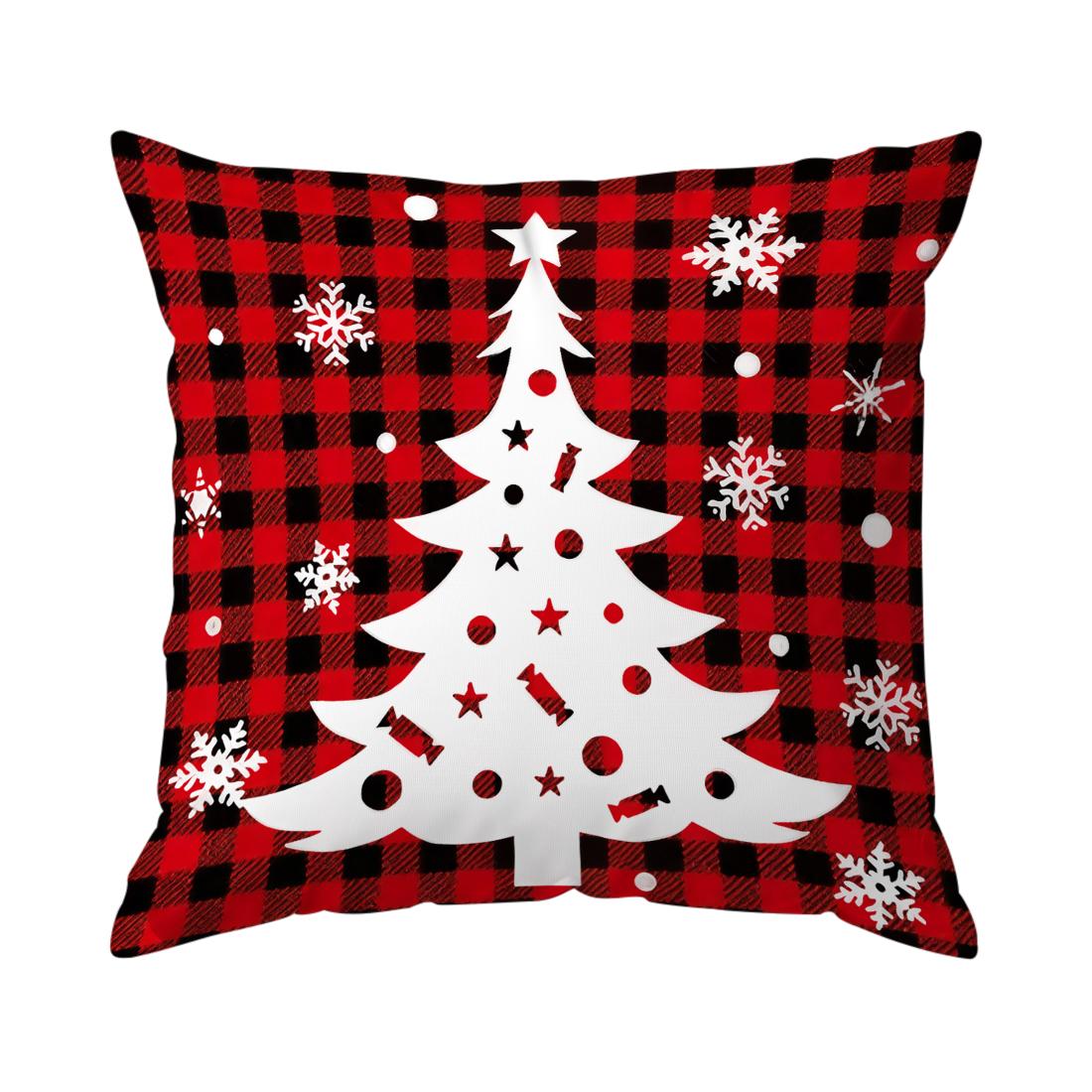 Red and white grid rustic Christmas Cushion Cover Bedroom Car Home Sofa Decorative Pillowcase Vintage Throw Pillow Case 4PCS