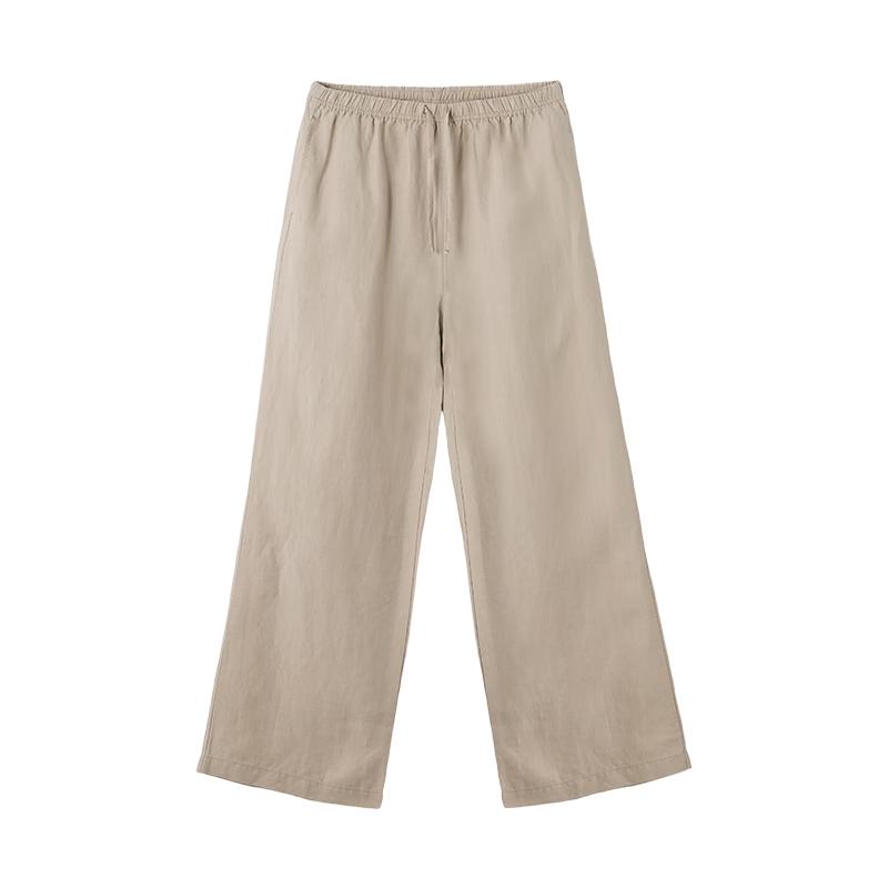 Jingzao Women's 100% Linen Wide-Leg Casual Pants