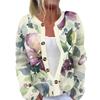 Women's Fashion Long Sleeve Christmas Snowman Snowflake Print Jacket Cardigan
