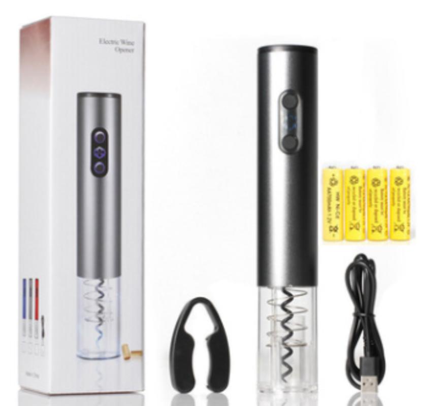 

Electric Wine Opener One Button Automatically Touches Red Wine Bottle Kitchen Wine Opener USB Charging Cork with Aluminum Knife | Holes (Grey)