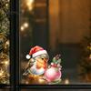 Removable Glass Stickers Christmas Bird Window Cling, Static Sticker with Santa Hat And Bauble, Decorative Wall Art Waterproof UV-Resistant Decal for