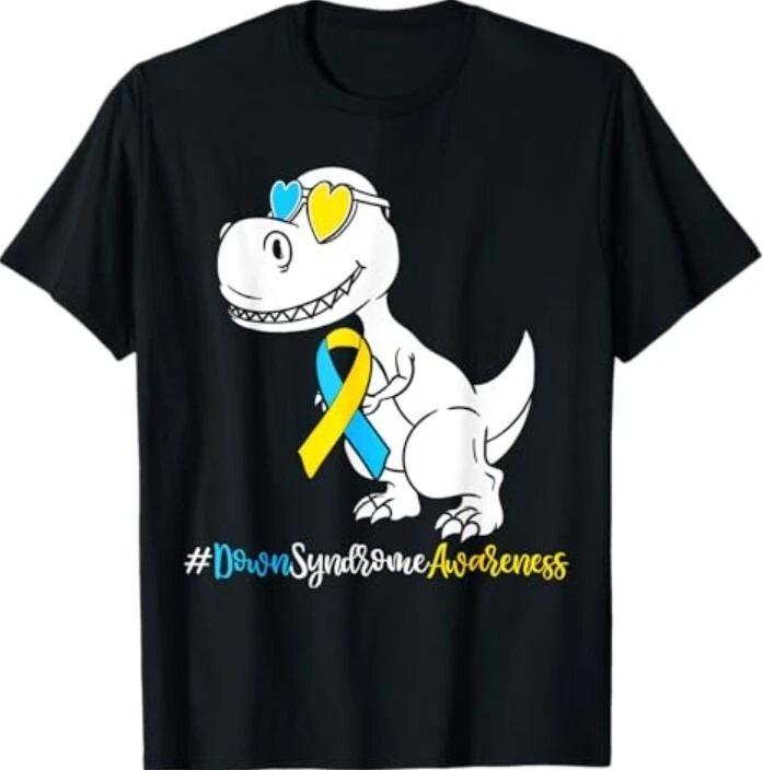 Down Syndrome T Rex Dinosaur Shirt Boys Kids Trisomy T21 T-Shirt XL
