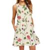Women's Fashion Beach Dress Sleeveless Round Neck Floral Print Dress