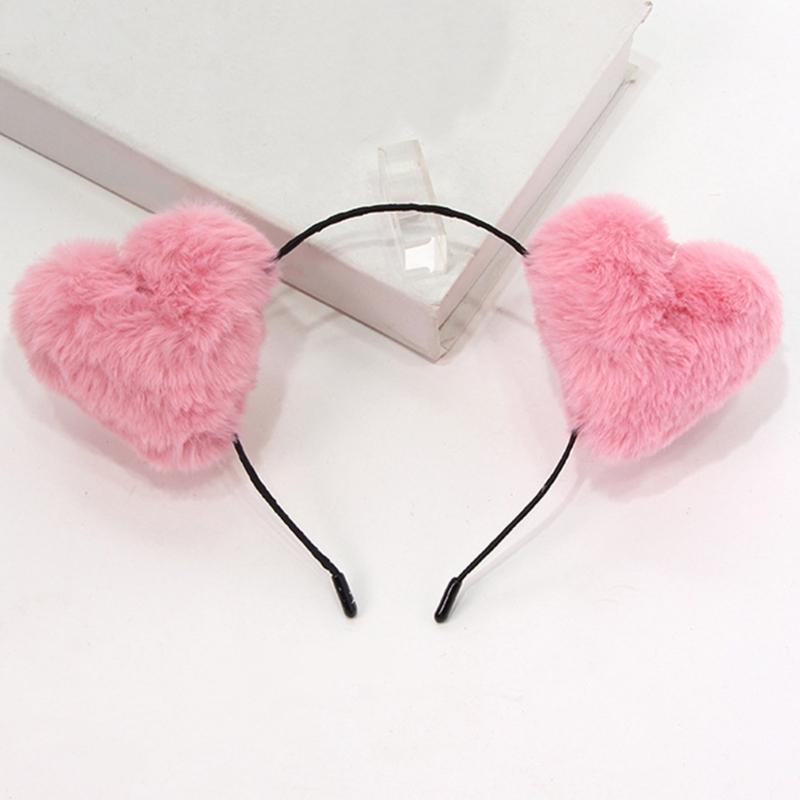 Love Heart Headband Plush Hairband Female Hairhoop Festival Gathering Headpiece Valentine Love Hairband Hair Decors