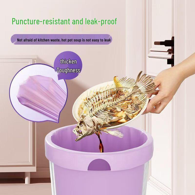 Purple Extra Thick Mosquito-Proof Drawstring Garbage Bags, Large Size for Kitchen Use