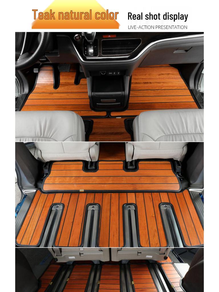 Solid Wood Floor Mats for Honda Elysion and Odyssey Hybrid, Including Trunk Mat