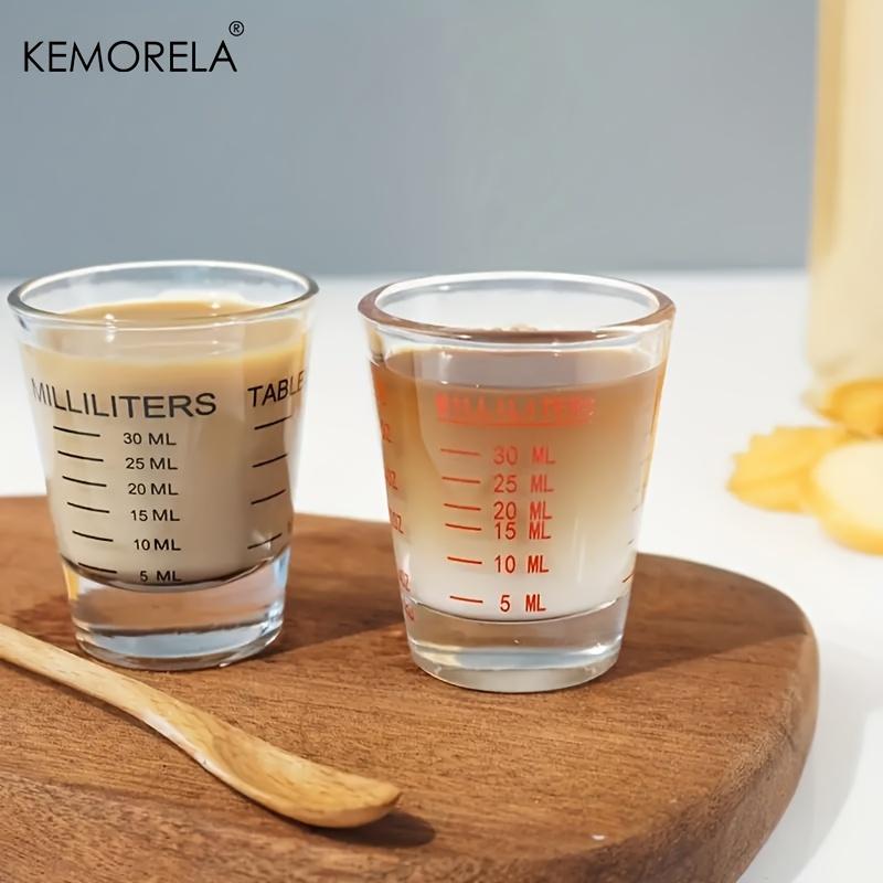KEMORELA Schnapsgläser Messbecher 2 STÜCK Espresso Shot Gläser Flüssigkeit Schweres Glas 30 ML Kaffee Messbecher Werkzeuge