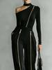 2026 European Elegant Stand Collar Waist-Cinched Slimming Long Sleeve Wide Leg Pants Set