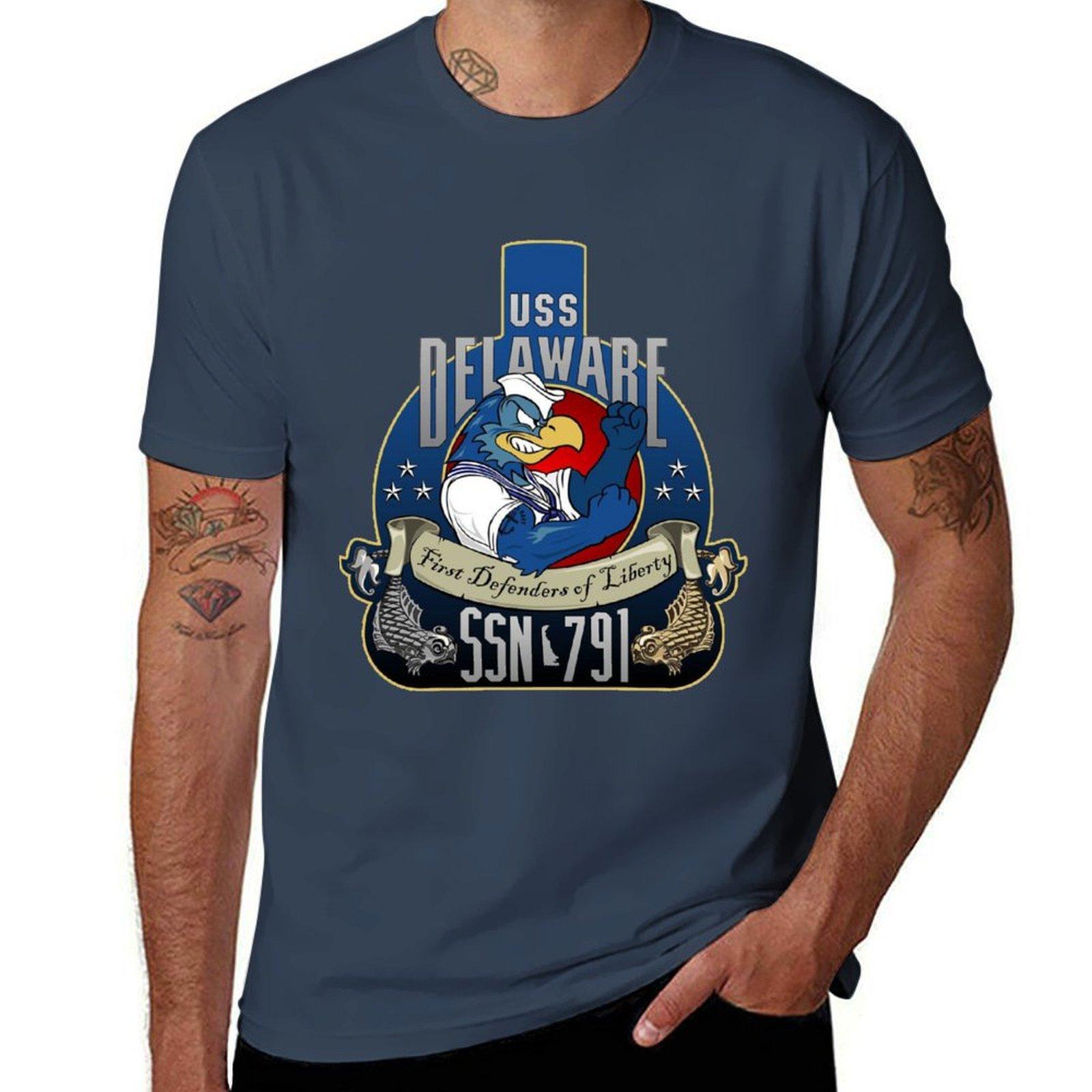 USS Delaware (SSN791) Crest TShirt Large Size Short Sleeve TShirt S