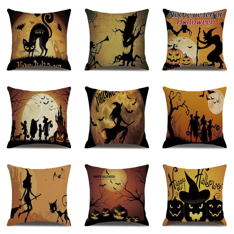 Halloween Linen Pillow Cover Printed Pillow Supply Cushion Cover