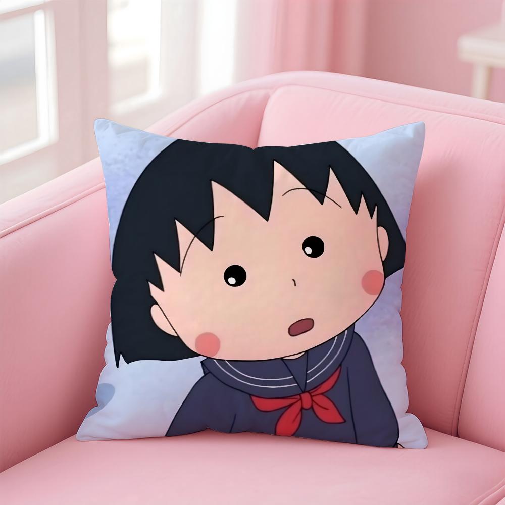 Cute Anime C-Chibi M-Maruko Chan Cushion Cover Comfortable Reversible Pillow Cover Ideal for Car Sofa Bedroom & Beyond