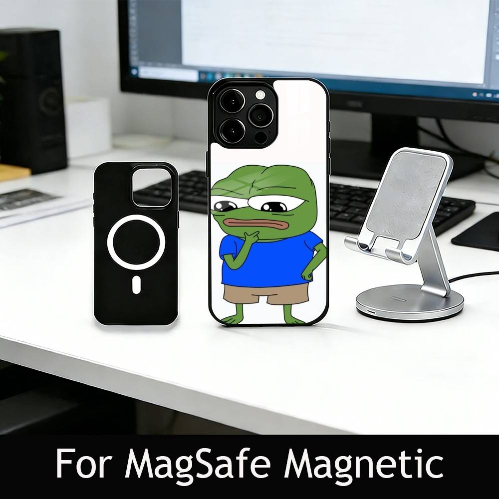 Sad Funny Frog Meme Phone Case For iPhone17,16,15,14,13,12,11 Plus,Pro Magnetic with Magsafe Wireless Charging