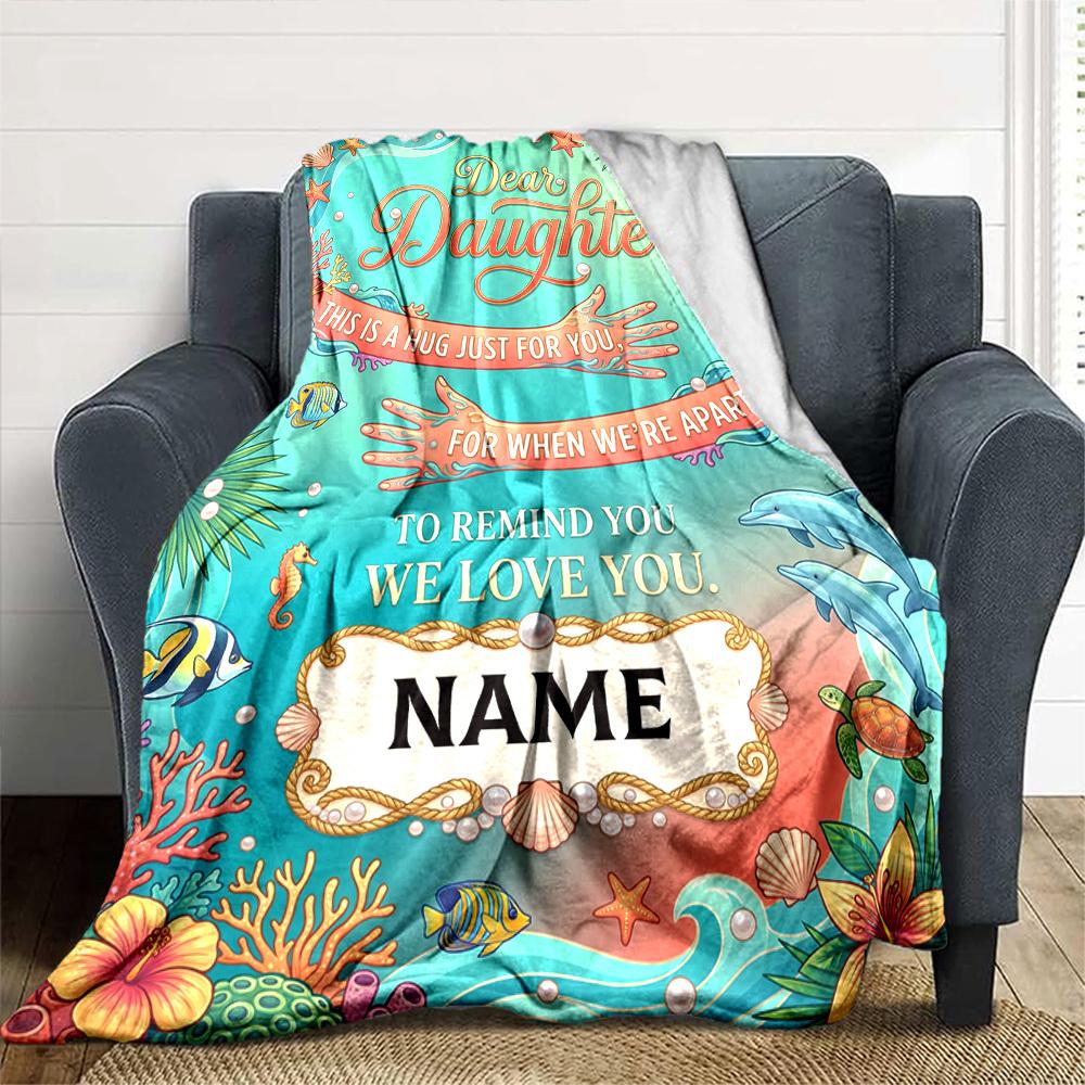 Ocean Love Letter Personalized Name Blankets Soft And Comfortable Against The Skin Naps And The Office A Wonderful Gift For Friends Family And Loved