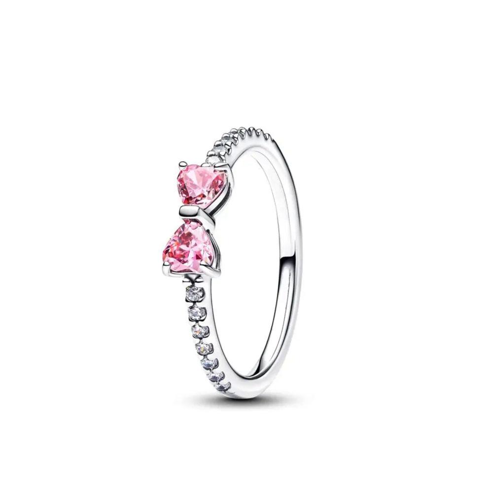 925 Silver All Heart Stone Ring New Pink White Rings Suitable For Any Occasion Matching DIY Birthday Gift