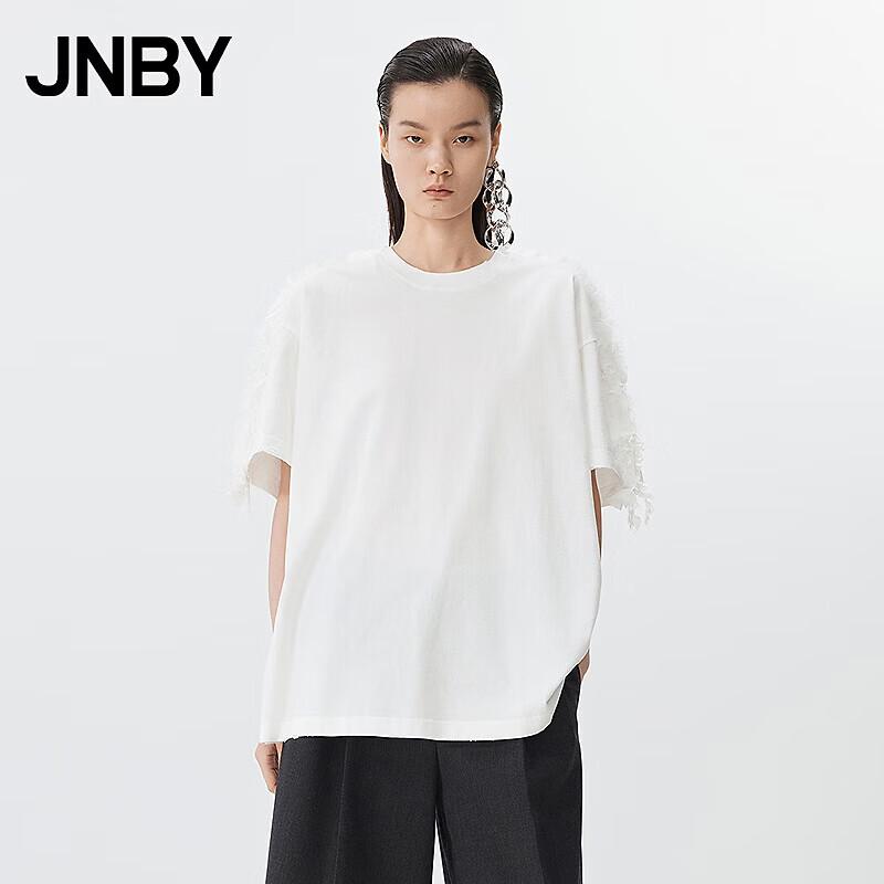 JNBY 2025 Spring Spliced Round Neck Cotton T-Shirt XS