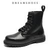 Fashion 2025 New Men's Boots British Style Motorcycle Boots Solid Color High Top Casual Sneakers Lace-up Non-slip Men’s Boot