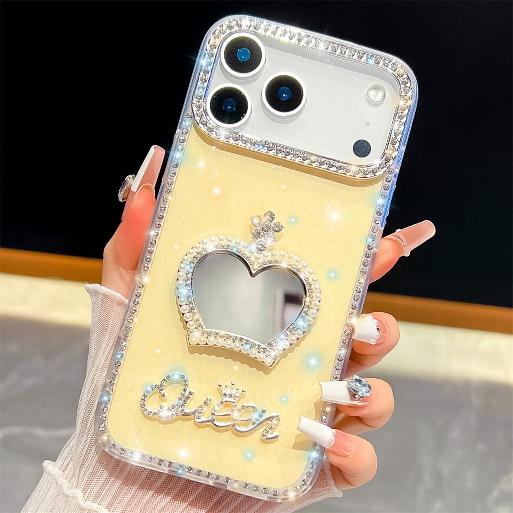 Handmade Sparkly Diamond Crown Mirror IMD Phone Case, Compatible with iPhone 13,iPhone 14,iPhone 15,iPhone 16,iPhone 17 Series