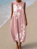 Sleeveless dress 26 new shrink pleated large version loose casual round neck digital printing - bamboo hemp