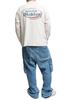 GENUINE DICKIES Men's Long Sleeve T-Shirt, Powder Bleached Print, Crew Neck, Size 4L, White (90)