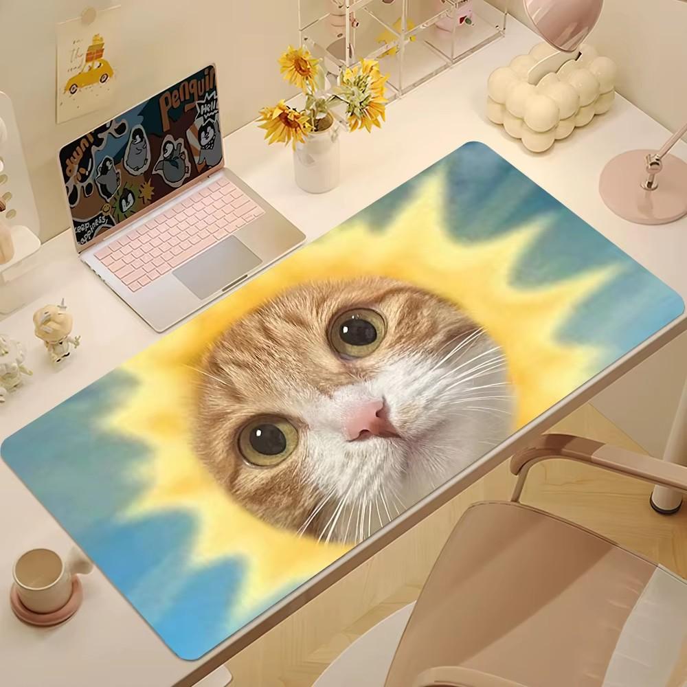 Cute Tabby Cat Photo Art Large Mouse Pad Waterproof NonSlip Soft Gaming Desk Mat Aesthetic Pet Office Extended Keyboard Pad