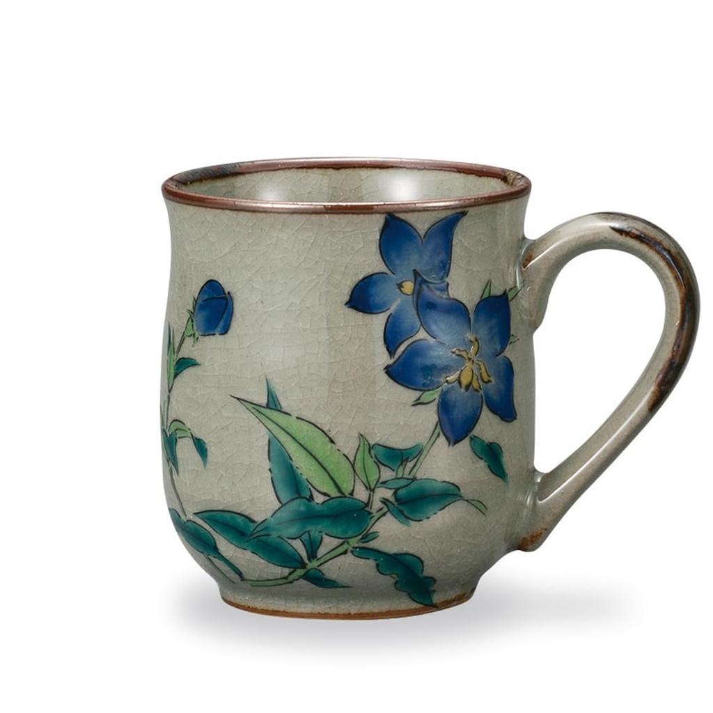 Kutani Ware Iwataya Pair of Mugs with Flower Pattern AP7-0862