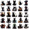 50 Creative Halloween Black Cat Transparent PET Stickers for Thermos Cups, Phone Cases, and Computers