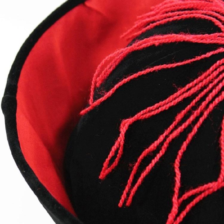 Ancient Chinese Mandarin Hat with Pigtail Halloween Costume Accessories for Men Women Halloween Party Outfit Accessory