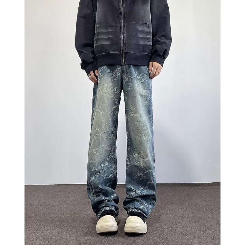 JYL Men s Flare Jeans American Vintage Blue Spring Niche Vibe Straight Denim XL бездна