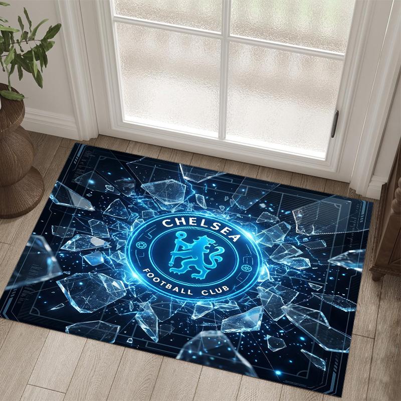 Tappeto in Velluto di Cristallo Design Chelsea FC Accogliente Non?Tappeto Stampato Antiscivolo per Camera da Letto Soggiorno Ingresso