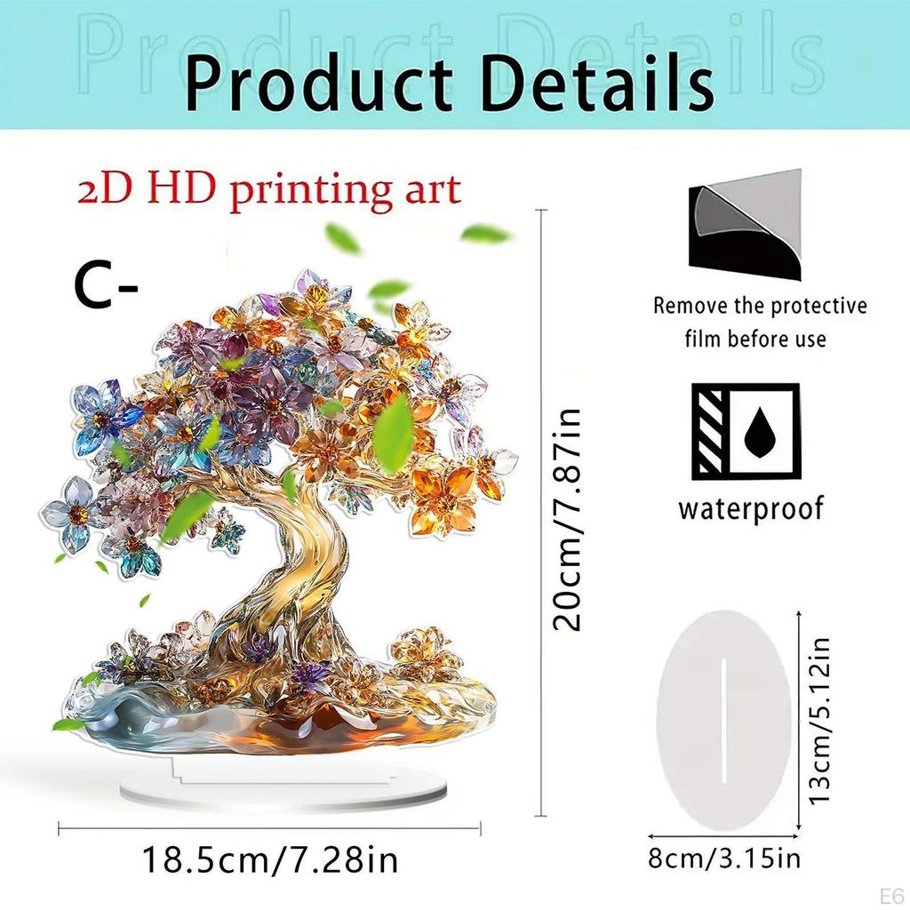 2D Flat Sign Acrylic Tree Decor for Home Centerpiece