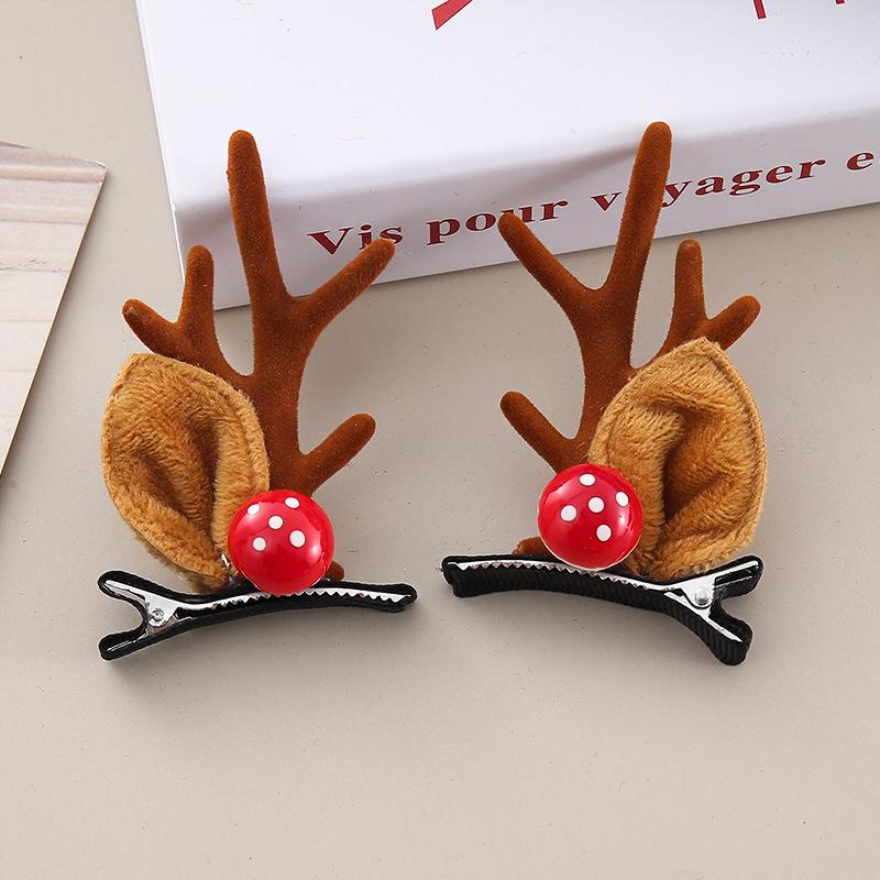 Christmas Antler Hair Clip: Cute Children's Elk Ears with Bells and Mushrooms
