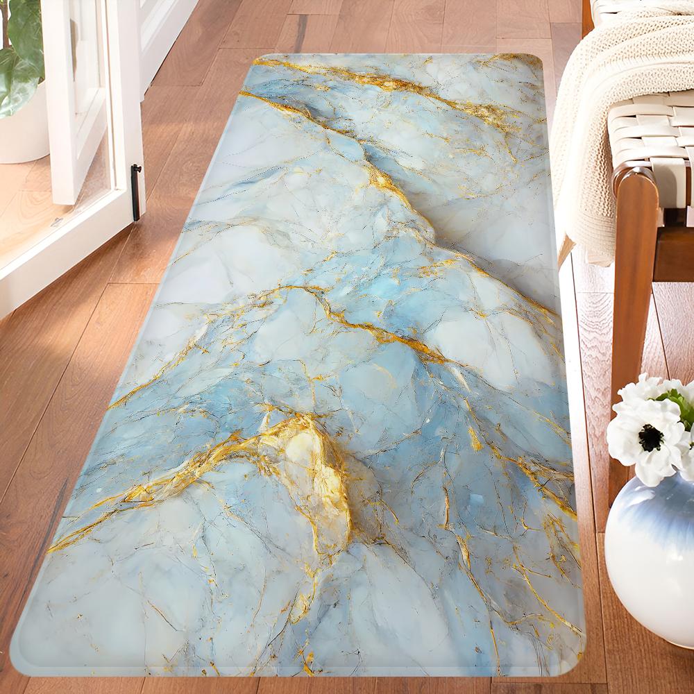 Kolor Niebieski Złoty Biały Marmur Obszar Przedpokój Dywan Antypoślizgowa Mata do Pralni Wystrój Pralni Balkon Dziecko Pokój Dzienny Dywanik do Toalety