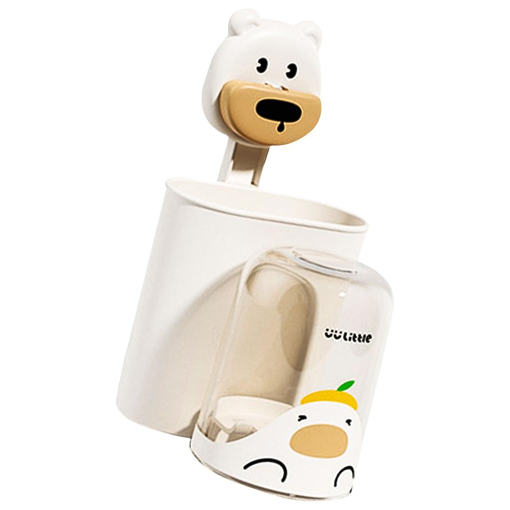 Upgrades Wall Mounted Toothbrush & Cup Holder for Kids Easy Install Multiple Use Bathroom Organizes Toothbrush Cup Stand