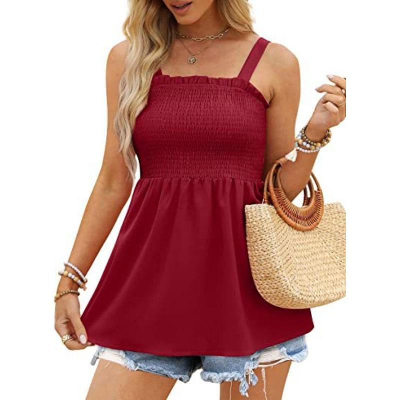 DAFIFY Moda damska Lato Wiosna Casual Jednokolorowy nadruk Bez rękawów Szelki T-shirty i topy z kwadratowym kołnierzykiem