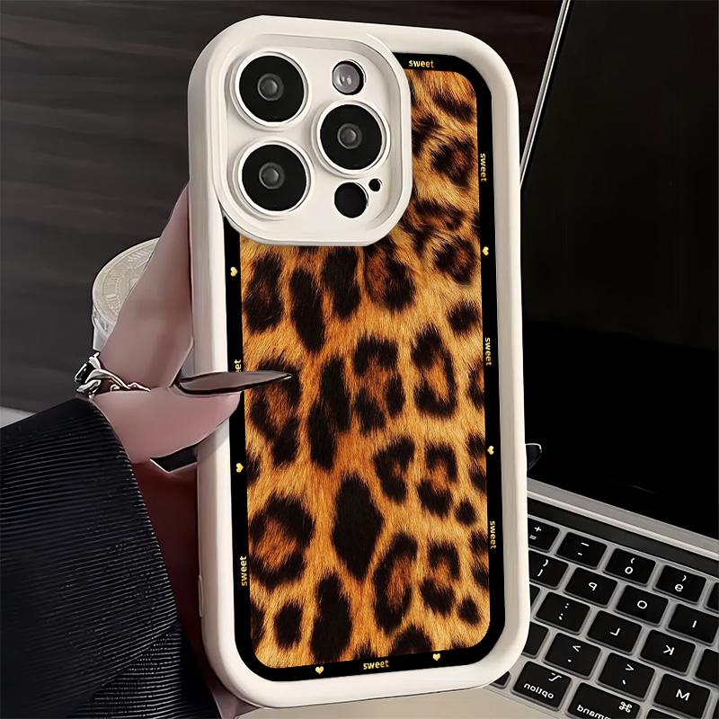 Phone Case for iPhone 17 Air 16E 15 16 Pro Max Fashion Sweet Leopard Print Cover 14 Plus 13 12 Mini Soft Shell Silicone Fundas